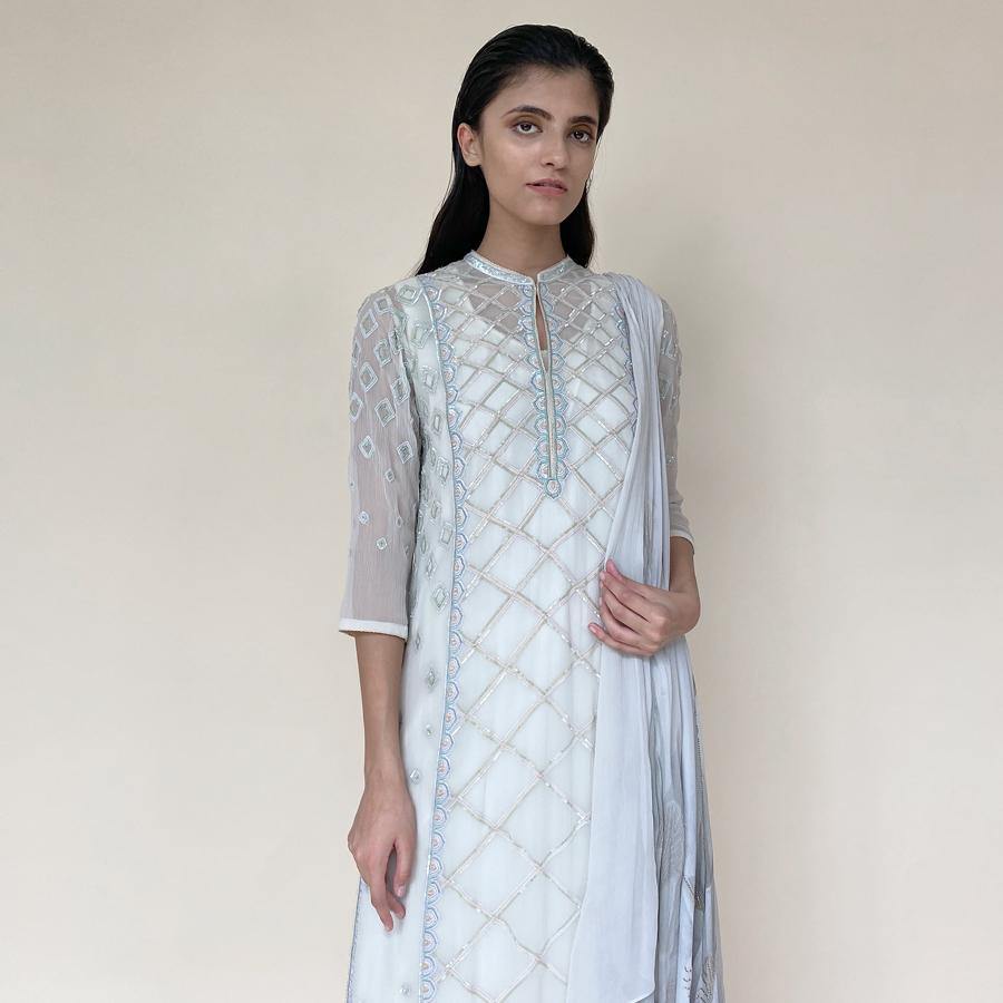 Chiffon Embellished Layered Kurta Set Abhishek Sharma Chiffon Embellished Layered Kurta Set Abhishek Sharma