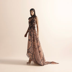 Reef Printed Textured Asymmetrical Draped Dress