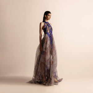 NADRU PRINTED DRAPED DRESS