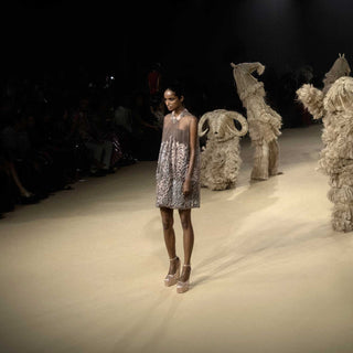 Embellished anti-fit balloon dress – artistic high fashion outfit, youngester dress