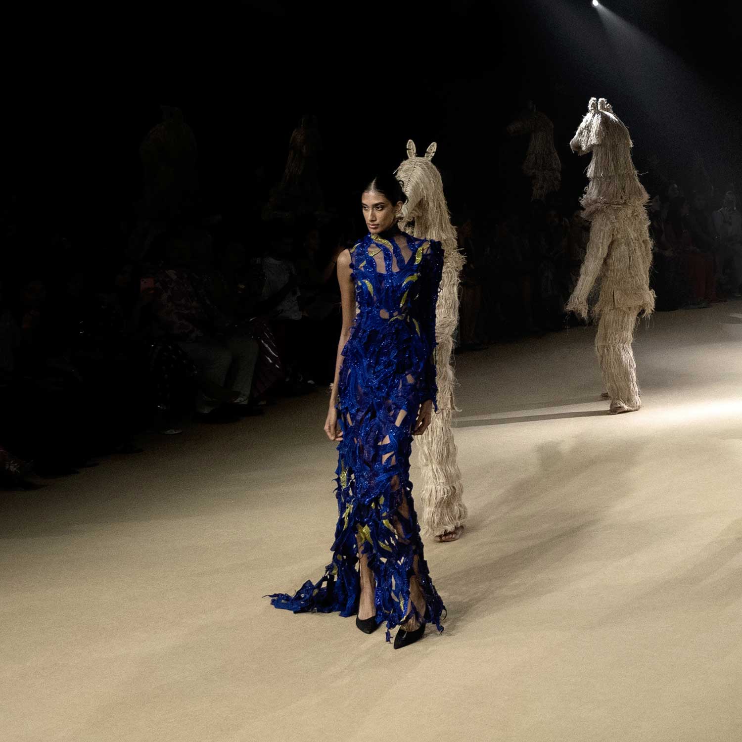 Asymmetrical gown with intricate embroidery and embellishment – red carpet couture gown, cocktail gown
