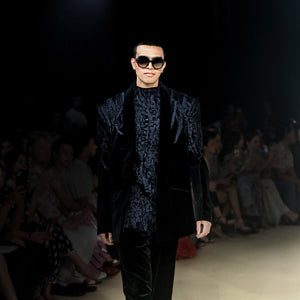 Designer black velvet embroidered jacket set for men – luxury evening wear, Tuxedo, cocktail suit, menswear