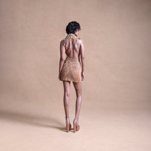 back view of Backless Short Dress with Drip String Accents – Trendy Party Wear, Bold Cocktail Design