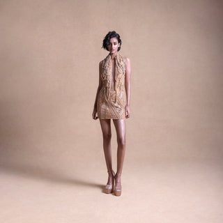 Short backless Dress with Drip String details – Chic Party Dress, Trendy Design, bold evening wear, cocktail design