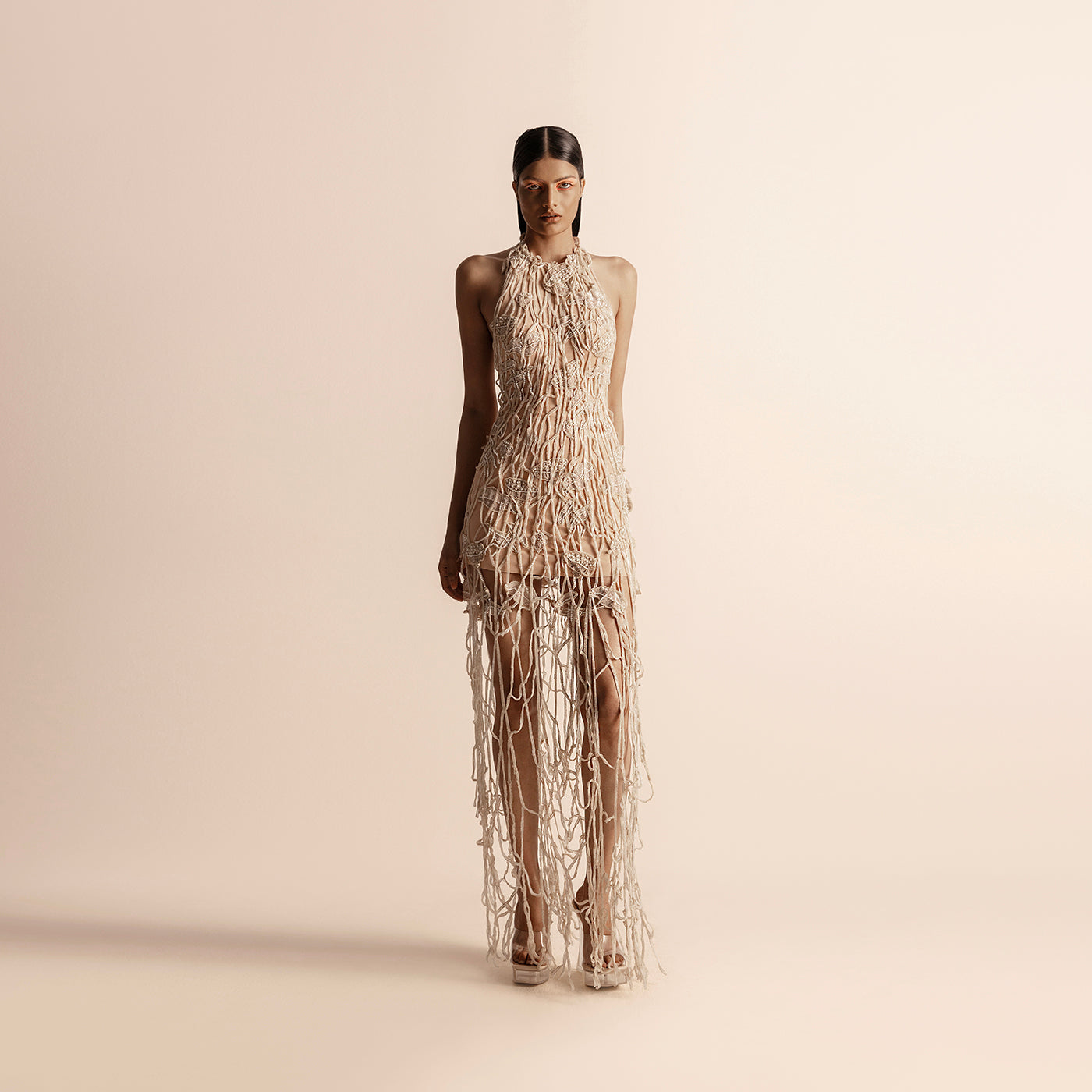 DRIP STRING HALTER NECK BACKLESS DRESS – Abhishek Sharma