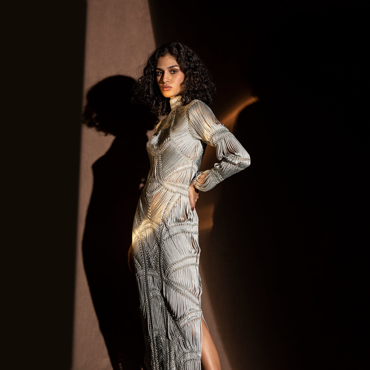 High Neck Full Sleeves Fitted Dress  Abhishek Sharma