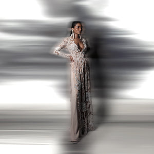 Long jacket with 3D reef embellished – luxury reef-inspired emberoidered jacket