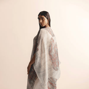 Women's Nadru printed textured kaftan with soft drape -  printed kaftan, soft drape, oversized sleeve, textured fabric
