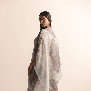 Women's Nadru printed textured kaftan with soft drape -  printed kaftan, soft drape, oversized sleeve, textured fabric