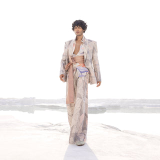 Nadru printed menswear suit – artistic fashion-forward men’s ensemble