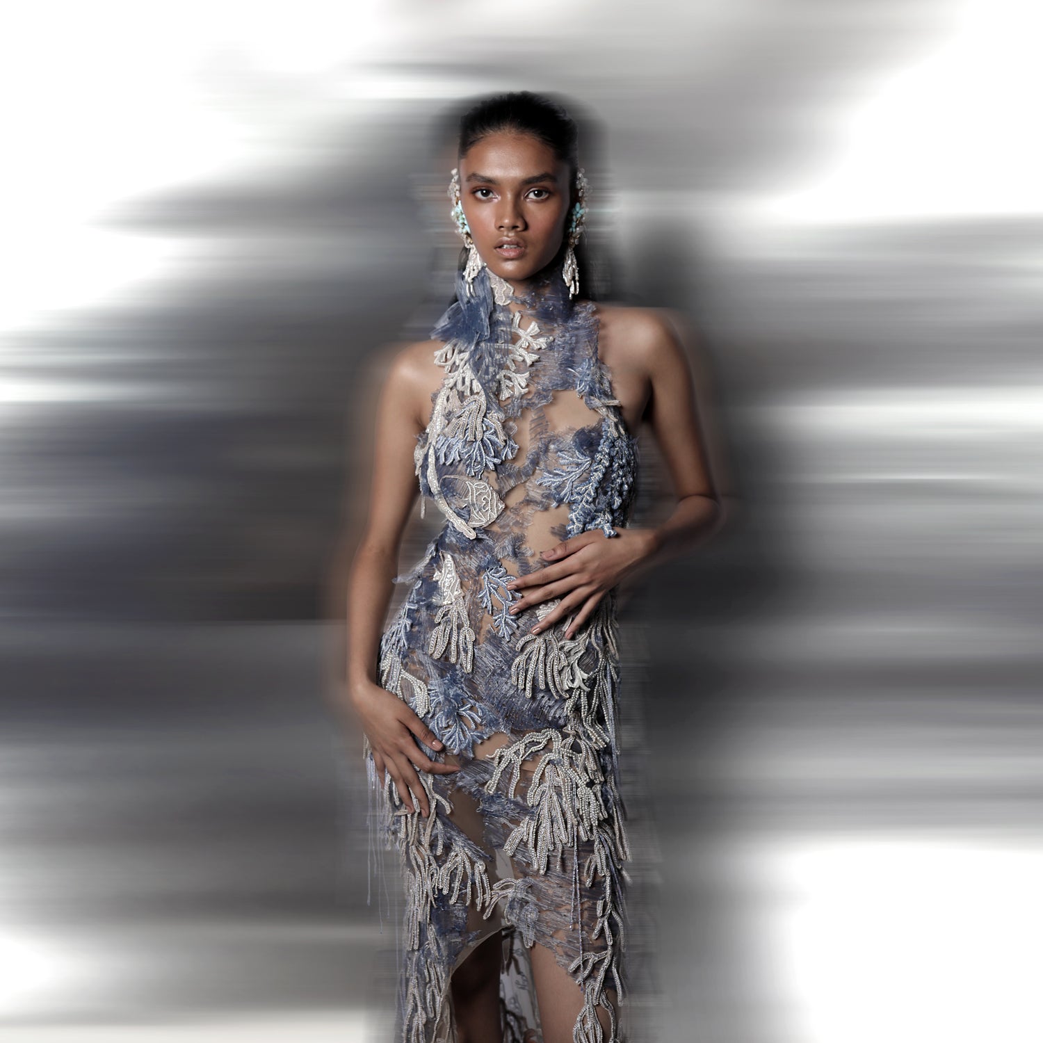 Reef Turtle Neck Backless Gown – Abhishek Sharma