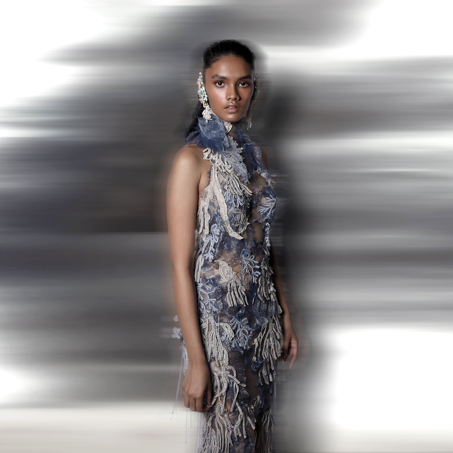Reef Turtle Neck Backless Gown Abhishek Sharma Reef Turtle Neck Backless Gown Abhishek Sharma