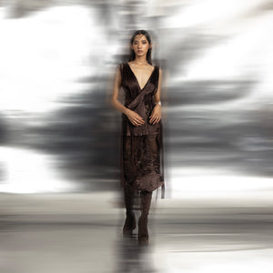 Structured sleeveless top with pencil skirt – clean-lined formal ensemble, top and skirt.