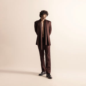 Yarn couched embellished jacket set with shawl collar – couture textural co-ord set, cocktail suit, menswear