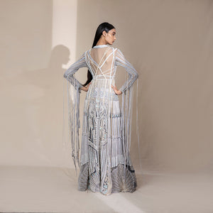 Floor Length Jacket, balmain jacket, Chanel dress, and fendi dress  