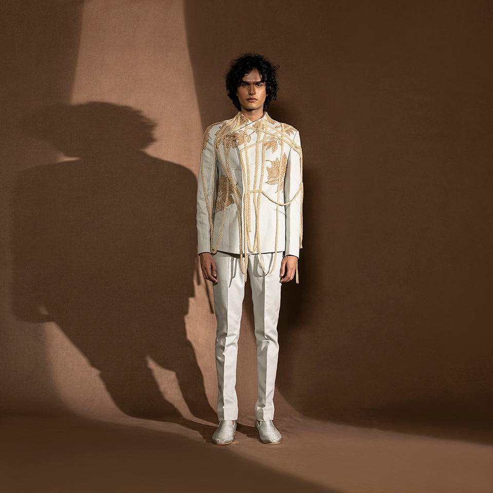 Double-breasted grown-on collar jacket – structured contemporary designer ensemble, youngester Party, cocktail suit
