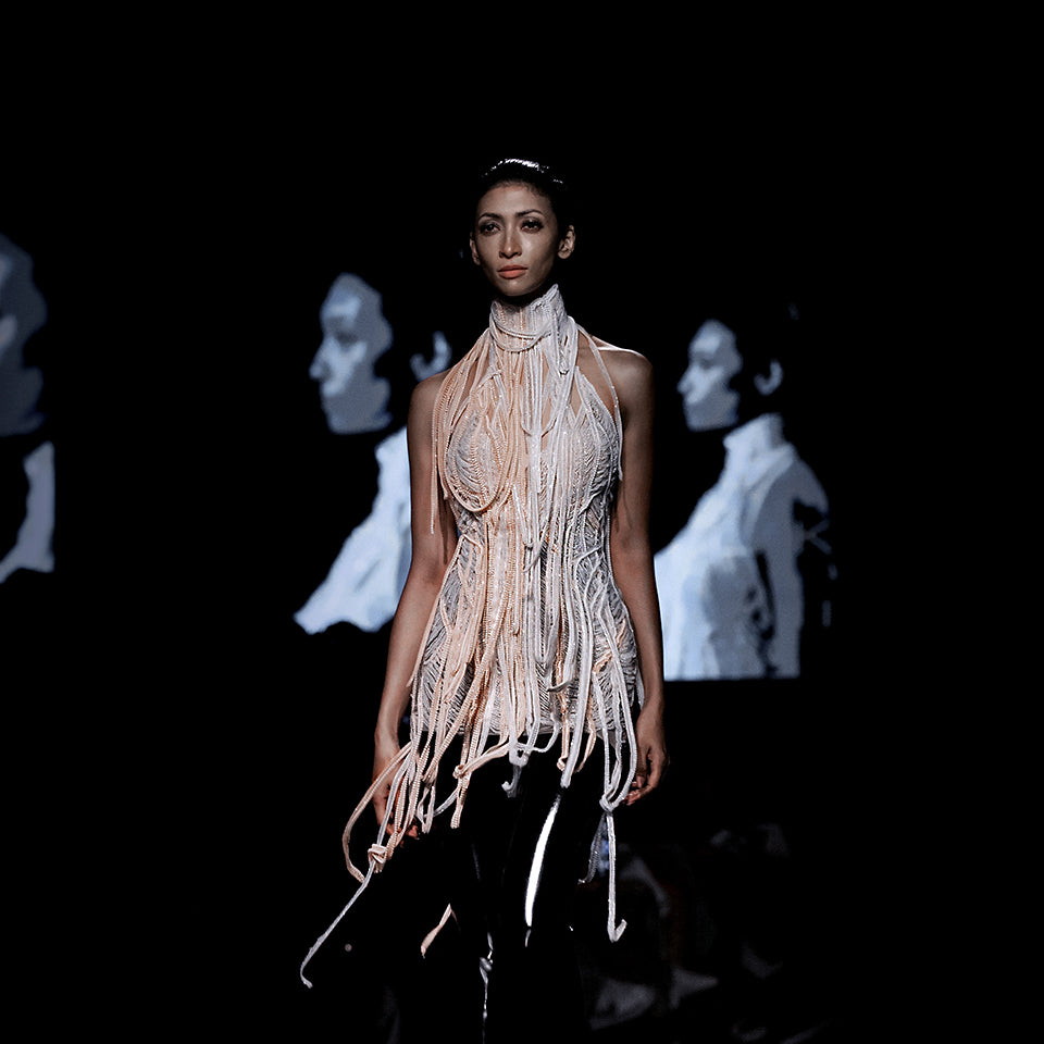 High Collar Halter Neck Backless Short Dress with Twisted