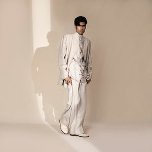 Tonal chevron threadwork Bandhgala – subtle textured Indian menswear, statement , carnvial look 